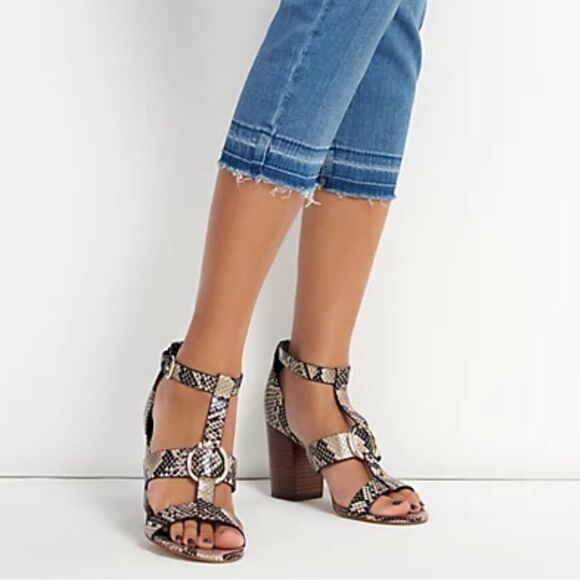 Marc Fisher Snakeskin Block Heel Sandals - Picture 1 of 13